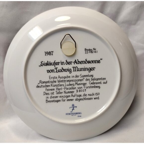 1987 Furstenburg Porcelain Muningers Romantic Winters Set of 4 Wall Plates Art - Picture 4 of 11